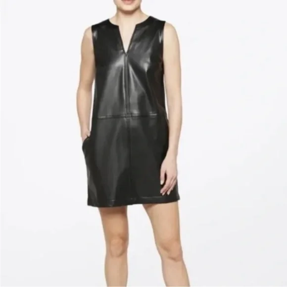 Michael Stars Cecila Black Faux Leather Dress